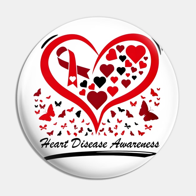 Heart Disease Awareness, Go Red, Heart Healthy, Red Ribbon Pin by artbyhintze