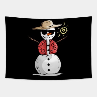 Snowman In The Sun With Straw Hat For Christmas In July Tapestry