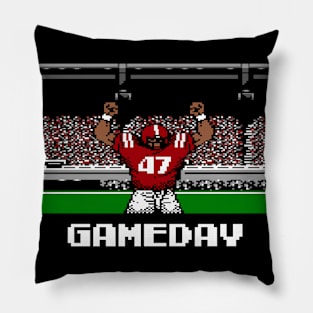 Crimson and Cream Football Gameday Retro 8 Bit Linebacker Pillow