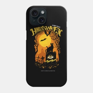 halloween scary nigth black cat Phone Case