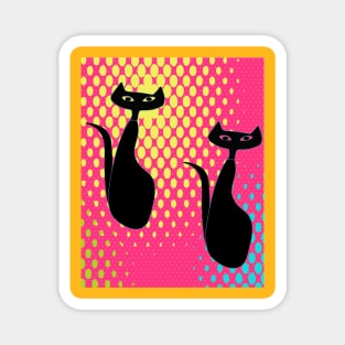 Pop Art Kitties in 70s Style Magnet