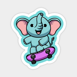 cute elephant playing skateboard Magnet