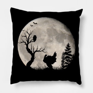 Romantic turkey with bat and owl in the moonlight full moon Pillow