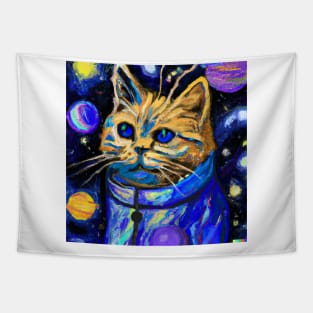 Van gogh space cat Tapestry