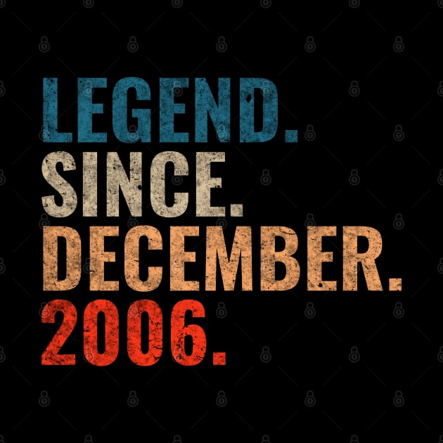 Legend since December 2006 Retro 2006 birthday shirt by TeeLogic