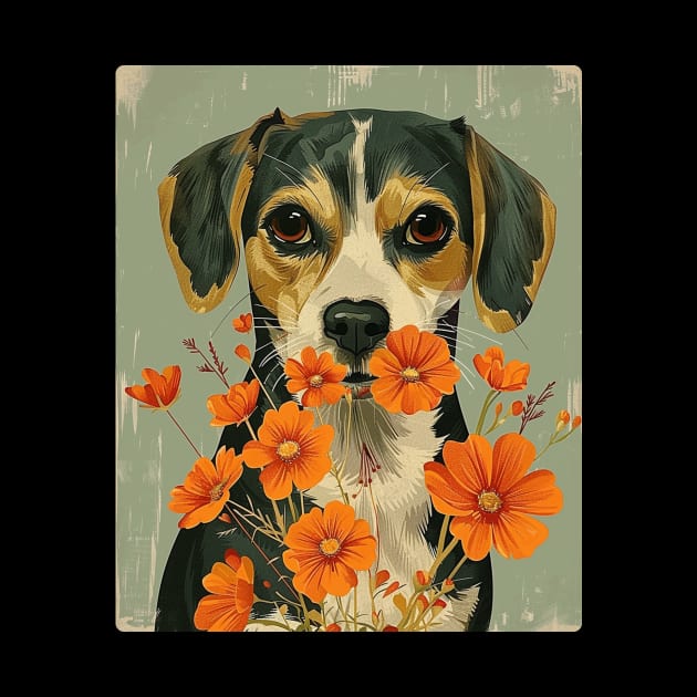 Beagle Flowers Photo Art Design For Dog Onwer by karishmamakeia