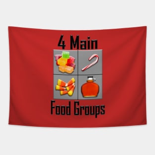 4 Main Food Groups - Elf Buddy Candy Candy Canes Candy Corns Syrup Tapestry