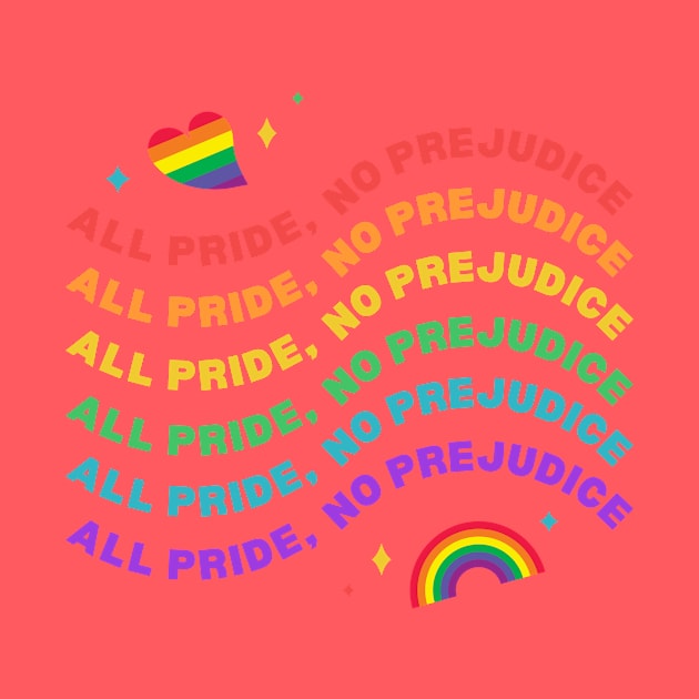 Pride Shirt "All Pride, No Prejudice" Tee, Colorful Rainbow Graphic, Perfect for Pride Month, Gift for LGBTQ Friends by TeeGeek Boutique