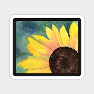 Close up Sunflower Watercolor Painting Magnet