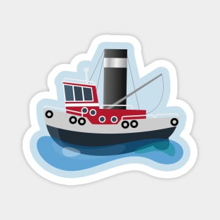 Cute fishing trawler boat cartoon illustration Magnet