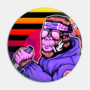 Aesthetic Monkey Full Red Moon Pin