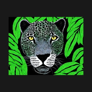 Black & Green Jaguar In The Jungle T-Shirt