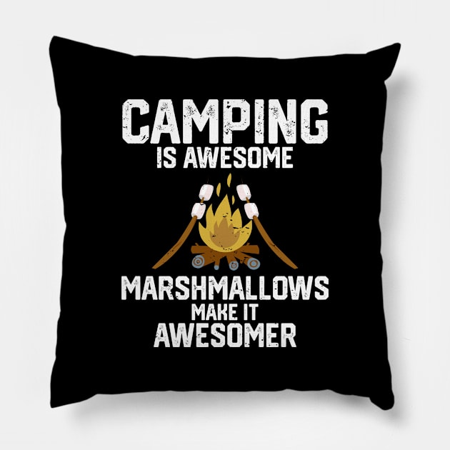 Camping Marshmallow Pillow by PixelArt