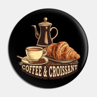 Coffee and Croissant Vintage Style Pin