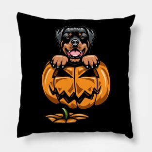 Halloween Rottweiler Pumpkin Pillow