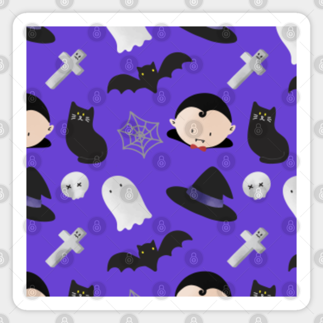 Spook Purple Halloween Cute Ghost Vampire Pattern Design Purple Halloween Pattern Sticker Teepublic If you find any inappropriate image content on pngkey.com, please contact us. teepublic