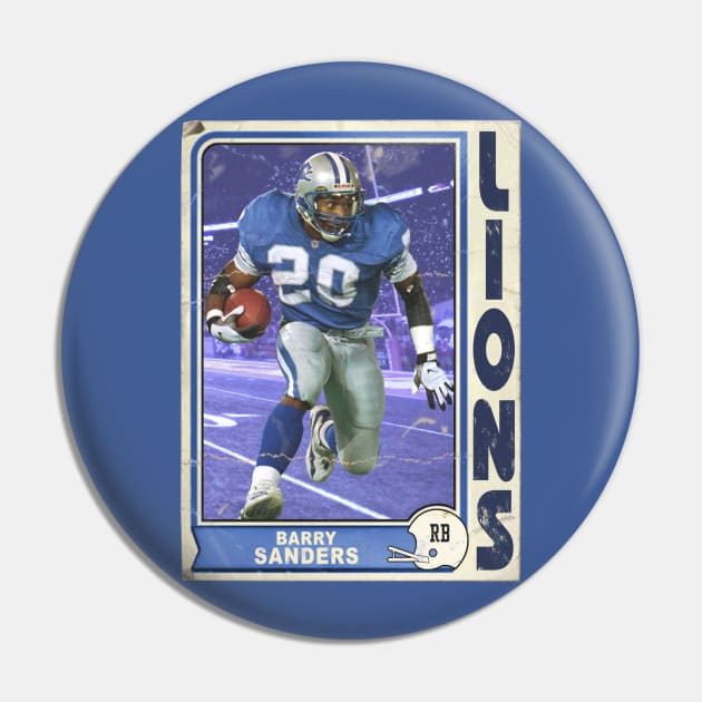 Retro Barry Sanders Football Card Pin by darklordpug