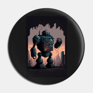 Giant futuristic robot attacking the city Pin