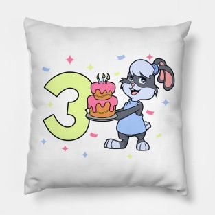 I am 3 with bunny - girl birthday 3 years old Pillow