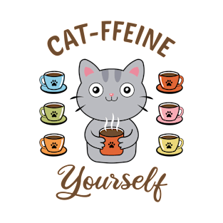 Catffeine Cat With Coffee T-Shirt