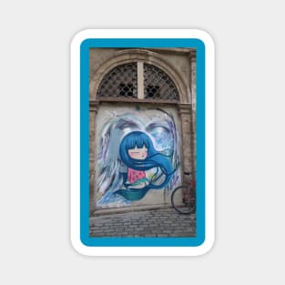Blue haired graffiti girl Magnet