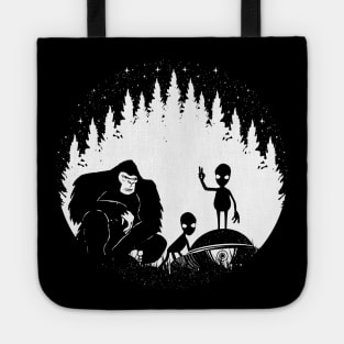 Bigfoot Ufo Alien Peace Sign Tote