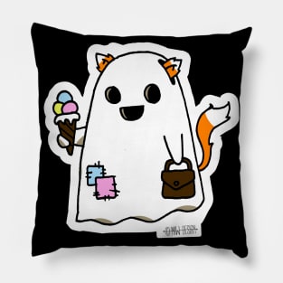 Cute little funny fox ghost cat tail eat ice cream Pillow