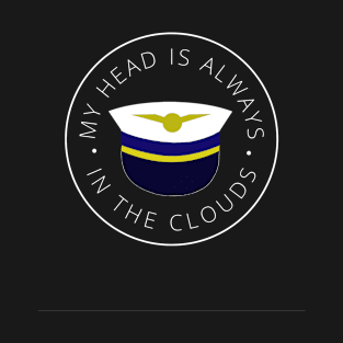 Head in the clouds Pilot T Shirt Black T-Shirt