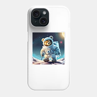 Teddy in a Space suit playing Golf on the Moon Phone Case