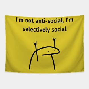 i'm not ani social, funny quote, cute meme Tapestry