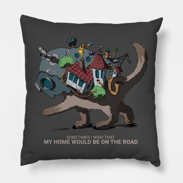Sometimes i wish that my home would be on the road Pillow by Rain Ant
