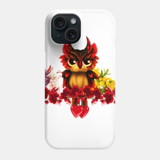 Beautiful fantasy owl with flowers Phone Case