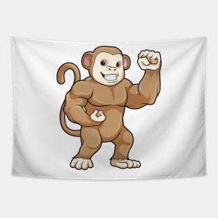 Monkey as Bodybuilder at Bodybuilding Tapestry