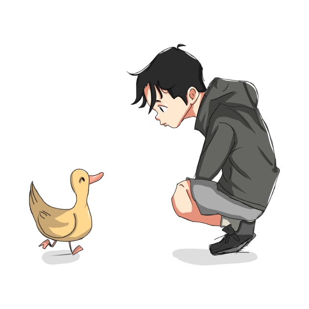 A Little Boy and a duck by lilfernandes