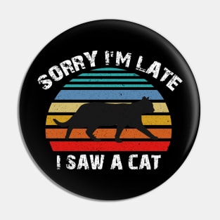 Sorry I'm late I Saw A Cat Pin