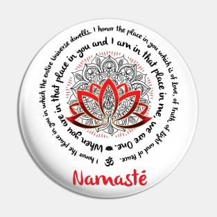 NAMASTE WE ARE ONE Beautiful Lotus Mandala Typography Yoga Inspired Saying Pin