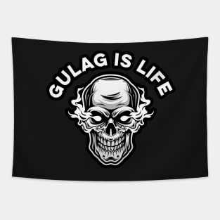 Gulag is Life Funny Video Games Smoking Skull Tapestry