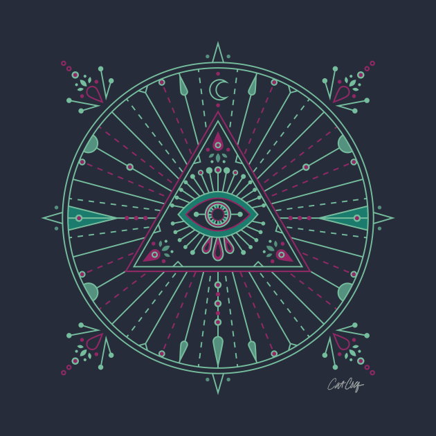 Green & Purple Evil Eye Mandala by CatCoq