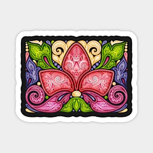 Colored Floral Background in Paisley Garden Indian Style Magnet