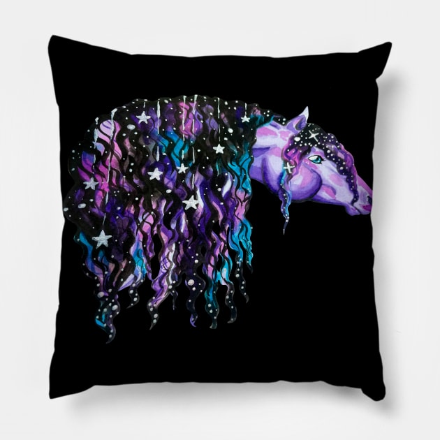 Watercolor Galaxy Horse Pillow by Lady Lilac