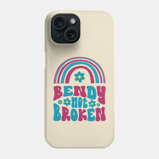 Bendy Not Broken Ehlers Danlos Rainbow Flower Phone Case by Jesabee Designs