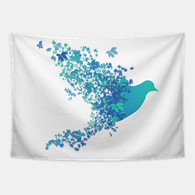 blue Bird Illustration Tapestry by Hispaniola-Fineart