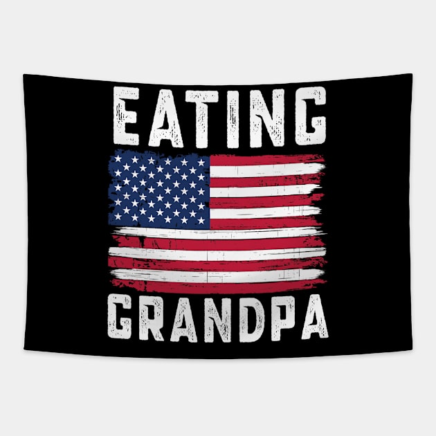 Eating Grandpa American Flag July 4th Tapestry by qwertydesigns