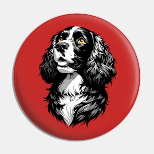 Stunning and Cool Boykin Spaniel Monochrome and Gold Portrait for Father's Day Pin