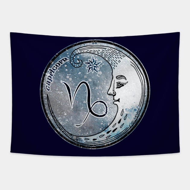 Capricorn Moon Sign Astrology Zodiac Symbol Gift Tapestry by graphicbombdesigns