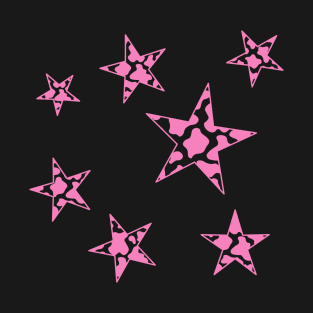 Pink Cow Print Stars T-Shirt