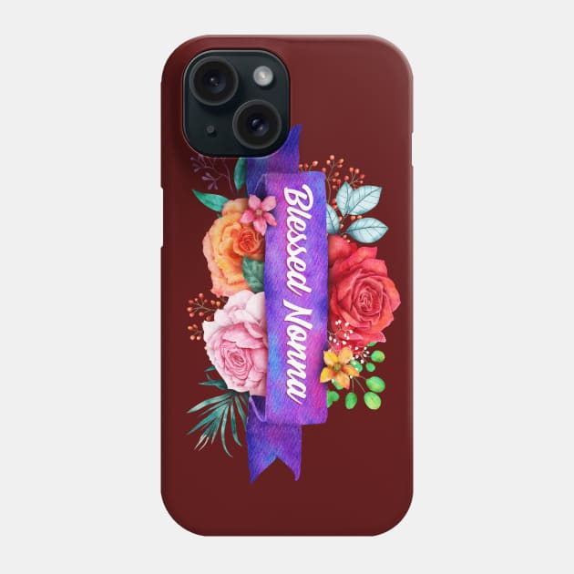Blessed Nonna Floral Design with Watercolor Roses Phone Case by g14u