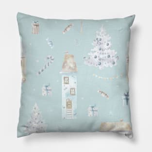 Trendy Pastel Xmas Pattern Winter Snow Christmas Pillow