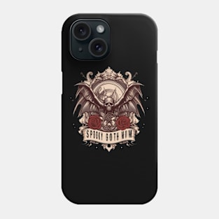 Spooky Goth mum, Dark skull with wings and roses Phone Case