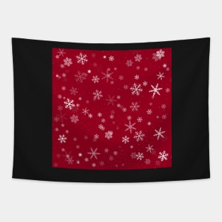 Red and White Snowflakes Winter Pattern Tapestry